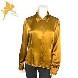 EMANUEL UNGARO Bronze Silk Button Down Shirt